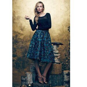 Moulinette Soeurs Anthropologie Midnight Butterfly Metallic Organza Skirt size 2